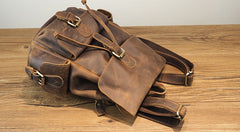 Vintage Mens Leather Small Backpack Travel Backpack Leather School Backpacks for Men - iwalletsmen