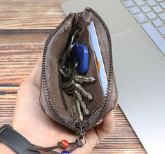 Vintage Mens Leather Key Wallet Zipper Key Holder Coin Wallet Change Pouch For Men - iwalletsmen