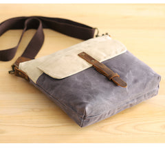 Wax Canvas Leather Mens Small Waterproof Vertical Green Side Bag Courier Bag Messenger Bag for Men - iwalletsmen