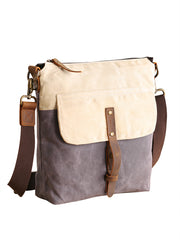 Wax Canvas Leather Mens Small Waterproof Vertical Green Side Bag Courier Bag Messenger Bag for Men - iwalletsmen