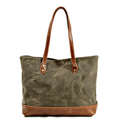 Waxed Canvas Mens Womens Tote Handbag Messenger Bags Green Canvas Shoulder Tote Bag For Men and Women - iwalletsmen