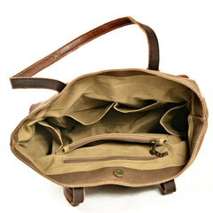 Waxed Canvas Mens Womens Tote Handbag Messenger Bags Camel Canvas Shoulder Tote Bag For Men and Women - iwalletsmen