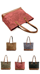 Waxed Canvas Mens Womens Tote Handbag Messenger Bags Camel Canvas Shoulder Tote Bag For Men and Women - iwalletsmen