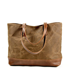 Waxed Canvas Mens Womens Tote Handbag Messenger Bags Green Canvas Shoulder Tote Bag For Men and Women - iwalletsmen
