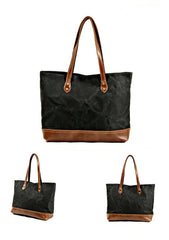 Waxed Canvas Mens Womens Tote Handbag Messenger Bags Camel Canvas Shoulder Tote Bag For Men and Women - iwalletsmen