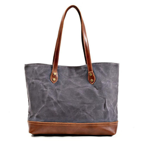 Waxed Canvas Mens Womens Tote Handbag Messenger Bags Gray Canvas Shoulder Tote Bag For Men and Women - iwalletsmen