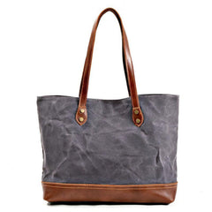 Waxed Canvas Mens Womens Tote Handbag Messenger Bags Black Canvas Shoulder Tote Bag For Men and Women - iwalletsmen
