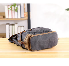 Waxed Canvas Leather Mens Army Green 15‘’ Large Backpack Travel Backpack College Backpack for Men - iwalletsmen