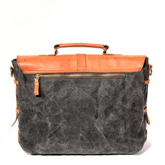 Waxed Canvas Leather Mens Casual 14'' Messenger Bag Side Bag Computer Bag For Men - iwalletsmen