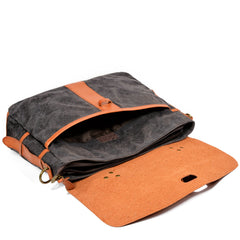 Waxed Canvas Leather Mens Casual 14'' Messenger Bag Side Bag Computer Bag For Men - iwalletsmen
