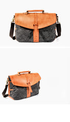 Waxed Canvas Leather Mens Casual 14'' Messenger Bag Side Bag Computer Bag For Men - iwalletsmen