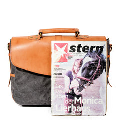 Waxed Canvas Leather Mens Casual 14'' Messenger Bag Side Bag Computer Bag For Men - iwalletsmen