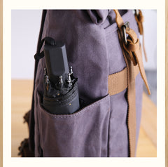 Waxed Canvas Leather Mens 15‘’ Gray College Backpack Travel Backpack Hiking Backpack for Men - iwalletsmen