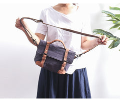 Canvas Leather Mens Womens Small Side Bag Green Courier Bag Messenger Bag for Men - iwalletsmen