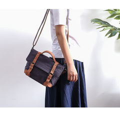 Canvas Leather Mens Womens Small Side Bag Green Courier Bag Messenger Bag for Men - iwalletsmen