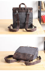 Canvas Leather Mens Womens Small 13'' School Backpack College Backpack for Men - iwalletsmen