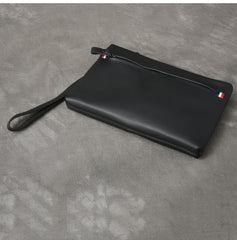Black Leather Mens Business Clutch Bag Wristlet Clutch Wallet For Men - iwalletsmen