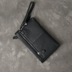 Black Leather Mens Multi Layer Business Clutch Wallet Wristlet Wallet For Men - iwalletsmen