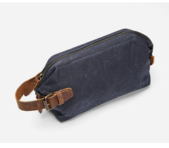 Waxed Canvas Leather Mens Women's Waterproof Cosmetic Bag Clutch Bag Handbag Storage Bag Wash Bag For Men - iwalletsmen