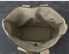 Washed Canvas Leather Mens 15'' Army Green Tote Bag Handbag Tote Bag Light Coffee Shoulder Bag Tote Purse For Men - iwalletsmen