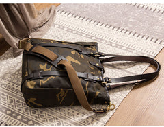 Waxed Canvas Mens Womens Handbag 14'' Tote Bag Camouflage Shoulder Bag Tote Purse For Men - iwalletsmen