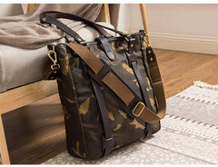 Waxed Canvas Mens Womens Handbag 14'' Tote Bag Camouflage Shoulder Bag Tote Purse For Men - iwalletsmen