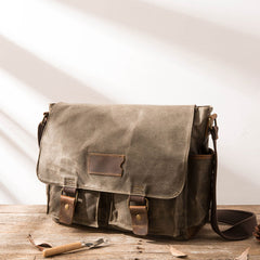 Waxed Canvas Messenger Bags for men Vintage Shoulder Bag for men - iwalletsmen