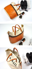 White Leather Canvas Womens Mens Tote Handbag Messenger Bags Shoulder Tote Bag For Men and Women - iwalletsmen