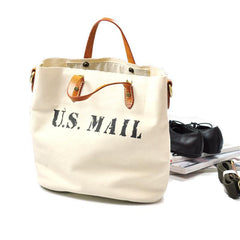 White Leather Canvas Womens Mens Tote Handbag Messenger Bags Shoulder Tote Bag For Men and Women - iwalletsmen