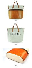 White Leather Canvas Womens Mens Tote Handbag Messenger Bags Shoulder Tote Bag For Men and Women - iwalletsmen