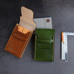 Wooden Green Leather 20pcs Slim Cigarette Case Custom Slim Cigarette Holder for Women