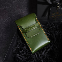 Wooden Green Leather 20pcs Slim Cigarette Case Custom Slim Cigarette Holder for Women
