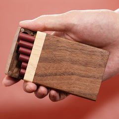 antique cigarette box wooden Vintage Inlay Carved Wood Holder 1930s Hand-Made Inlaid Wooden Mechanical