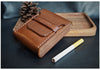 Wooden Brown Men Leather 20pcs Cigarette Case Custom Cigarette Holder for Men