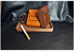 Wooden Men Leather 20pcs Cigarette Case Custom Cigarette Holder for Men