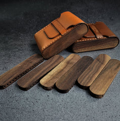 Wooden Brown Men Leather 20pcs Cigarette Case Custom Cigarette Holder for Men