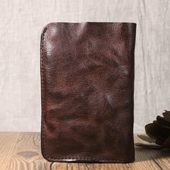 Wrinkled Leather Mens Brown billfold Wallet Front Pocket Leather Black Bifold Wallet Small Wallets for Men - iwalletsmen