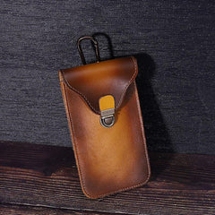 Tan Leather Cell Phone Holster Mens Belt Pouches Waist Bags BELT BAG Belt Holster For Men - iwalletsmen