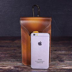 Tan Leather Cell Phone Holster Mens Belt Pouches Waist Bags BELT BAG Belt Holster For Men - iwalletsmen