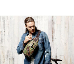 Yellow Camouflage Canvas Fanny Packs Men's Chest Bag Canvas Hip Bag Waist Bags For Men - iwalletsmen