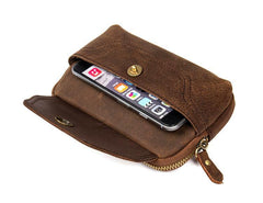 Brown Cool Mens Leather Waist Bag Belt Pouch Belt Bag Waist Phone Holder for Men - iwalletsmen