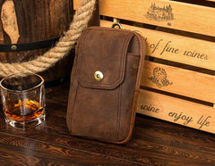Brown Cool Mens Leather Waist Bag Belt Pouch Belt Bag Waist Phone Holder for Men - iwalletsmen