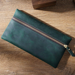 Green Zip Wallet Zip Clutches Pen Cases Makeup Holder Pen Pouch Artist Pen Case for Men