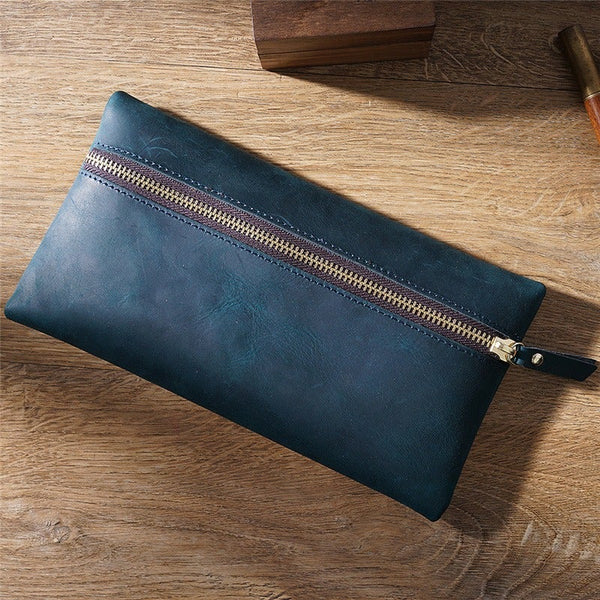 Blue Zip Wallet Zip Clutches Pen Cases Makeup Holder Pen Pouch Artist Pen Case for Men