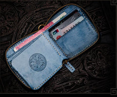 Handmade Leather Tibetan Mens billfold Wallet Cool Chain Wallet Biker Wallet for Men