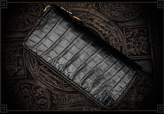 Handmade Leather Tibetan Mens Chain Biker Wallet Cool Leather Wallet Long Clutch Wallets for Men