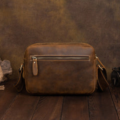 Leather Mens Small Side Bag Messenger BAG Vintage Brown School Courier Bag FOR MEN