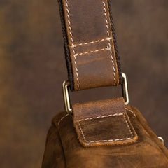 Leather Mens Small Side Bag Messenger BAG Vintage Brown School Courier Bag FOR MEN