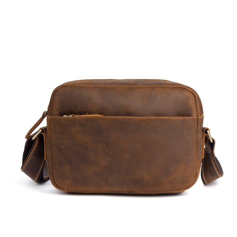 Leather Mens Small Side Bag Messenger BAG Vintage Brown School Courier Bag FOR MEN