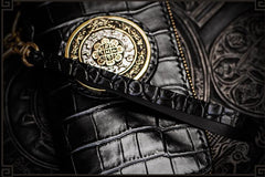 Handmade Leather Tibetan Mens Chain Biker Wallet Cool Leather Wallet Long Clutch Wallets for Men